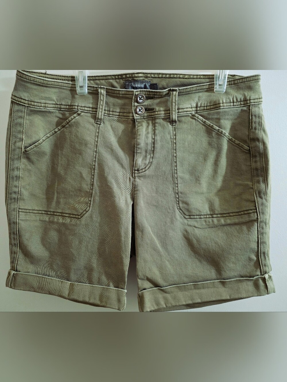 Torrid “Feel The Fit” Stretch Twill Cuffed Utility Military Shorts, Size 14